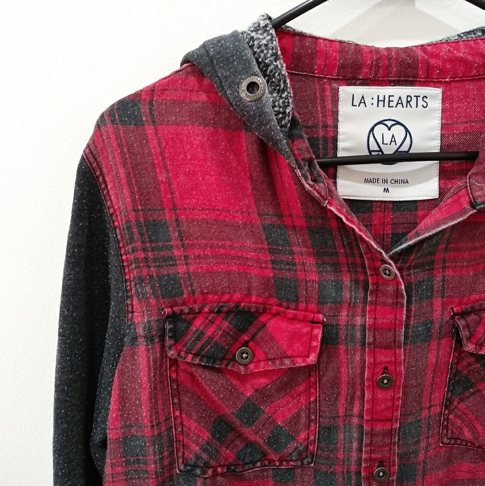 PacSun L.A. Hearts Hooded Flannel